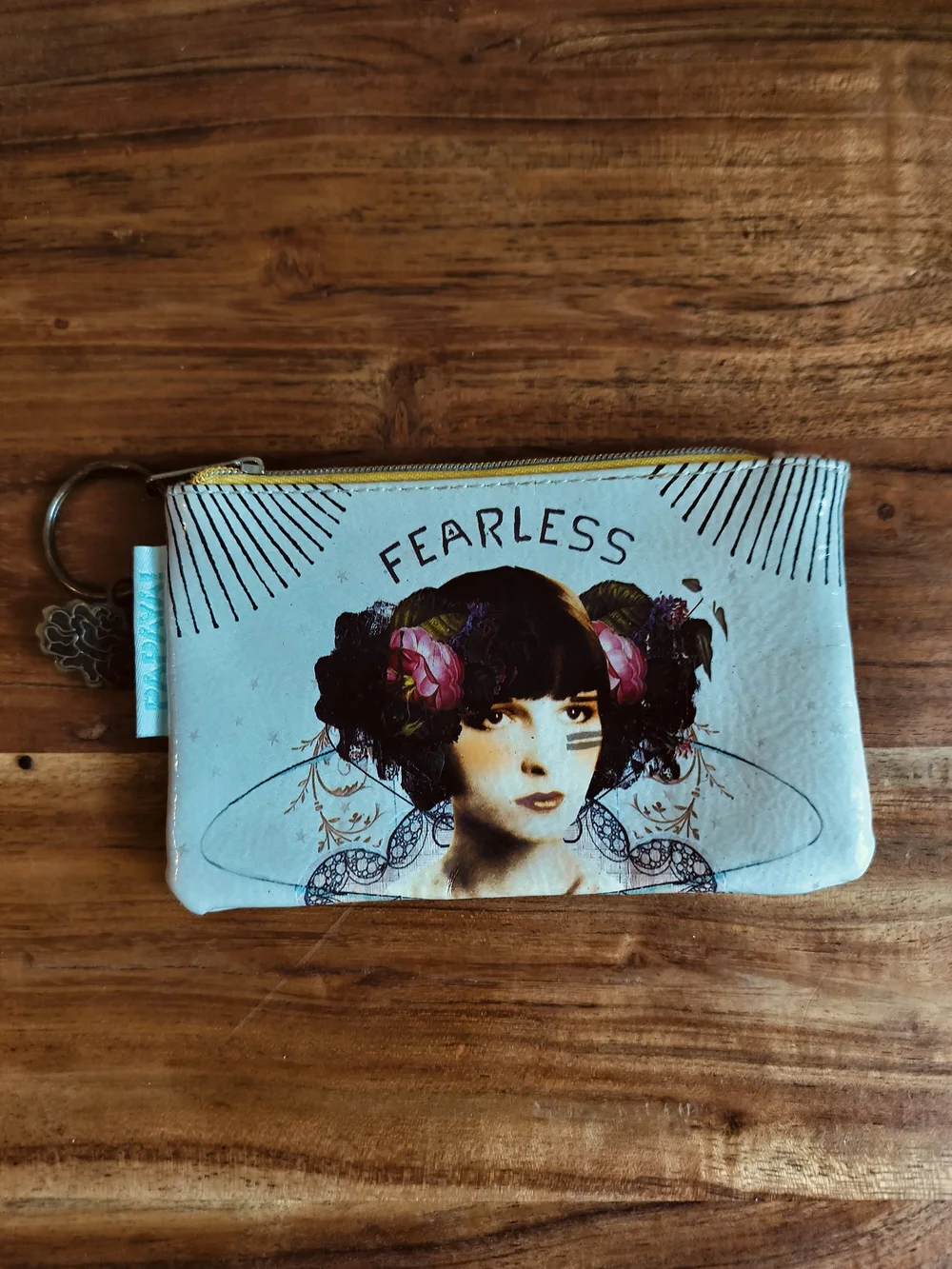 Papaya Fearless Floral Portrait Zip Pouch - White